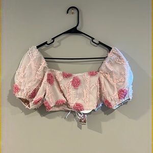 Pink Floral Crop Top